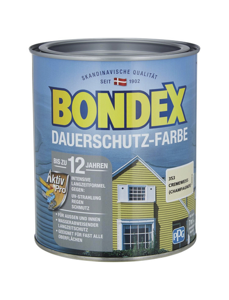 BONDEX Dauerschutz-Farbe, 0,75 l, cremeweiß