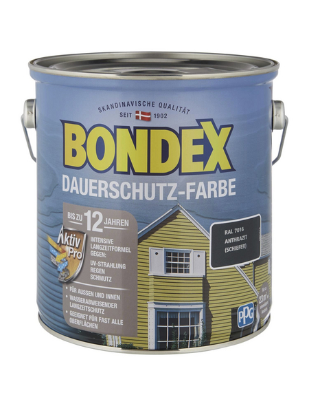 BONDEX Dauerschutz-Farbe, 2,5 l, anthrazit
