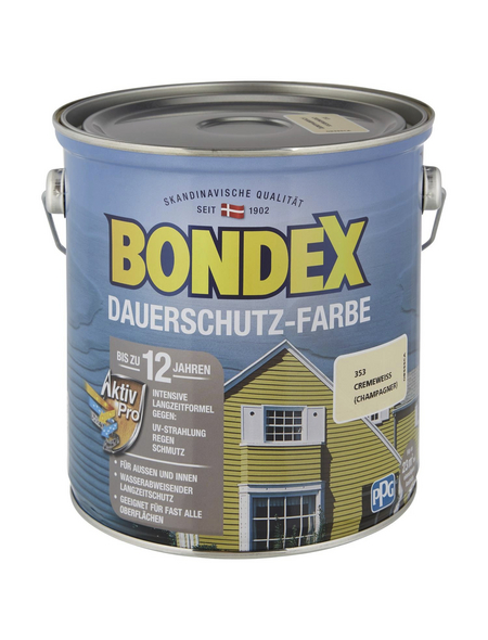 BONDEX Dauerschutz-Farbe, 2,5 l, cremeweiß
