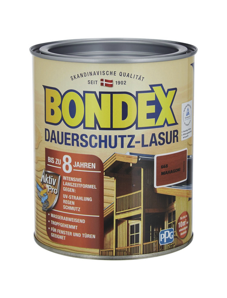 BONDEX Dauerschutzlasur, mahagoni, lasierend, 0.75l