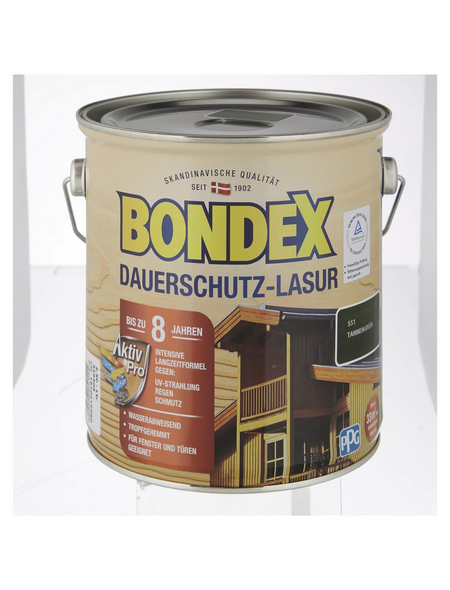 BONDEX Dauerschutzlasur, tannengrün, lasierend, 2.5l