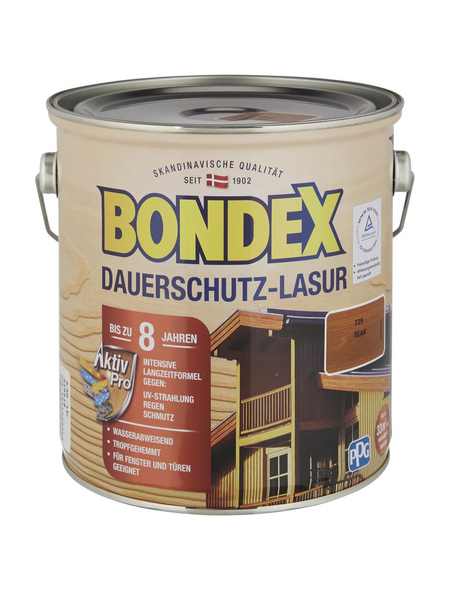 BONDEX Dauerschutzlasur, teak, lasierend, 2.5l