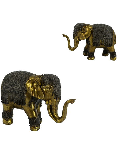  Deko-Elefant, BxH: 7 x 12,3 cm, Polyresin, goldfarben