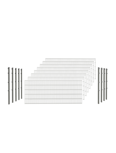hadra Doppelstabmattenzaun, anthrazit, 6/5/6 mm, KomplettSet à 20 m