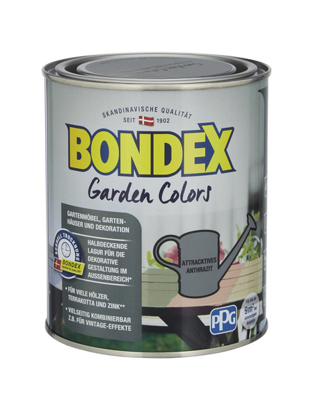 BONDEX Farblasur »Garden Colors«, attraktives anthrazit, lasierend, 0.75l