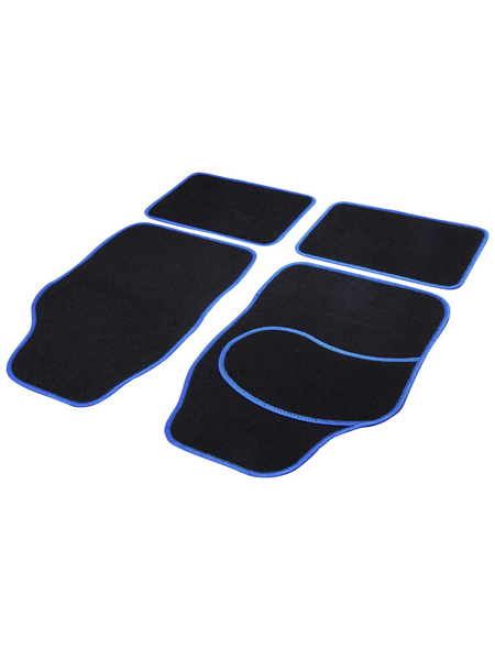 CARTREND Fußmatte »Basic«, 4-teilig, Nadelfilz, schwarz/blau