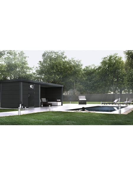 WOLFF FINNHAUS Gartenhaus »Eleganto 2424«, BxHxT: 238 x 227 x 238 cm, Metall, mit Lounge rechts