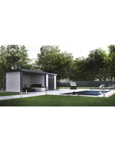 WOLFF FINNHAUS Gartenhaus »Eleganto 2724«, BxHxT: 552 x 227 x 238 cm, Metall, mit Lounge links