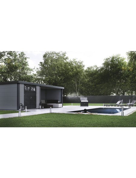 WOLFF FINNHAUS Gartenhaus »Eleganto 2724«, BxHxT: 552 x 227 x 238 cm, Metall, mit Lounge rechts
