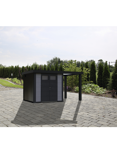 WOLFF FINNHAUS Gartenhaus »Eleganto 3024«, BxHxT: 465 x 227 x 238 cm, Metall, mit Seitendach rechts