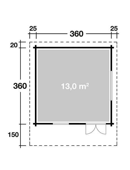 WOLFF FINNHAUS Gartenhaus »Nordkap«, BxT: 410 x 530 cm, Satteldach