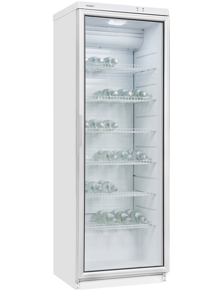 Exquisit Glastürkühlschrank, BxHxL: 60 x 173 x 60 cm, 320 l, weiß