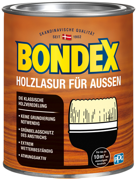 BONDEX Holzlasur, für außen, 0,75 l, Kastanie