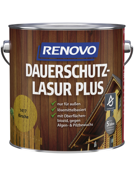 RENOVO Holzschutz-Lasur »PLUS«, Farbton Kirsche, für außen, 4 l