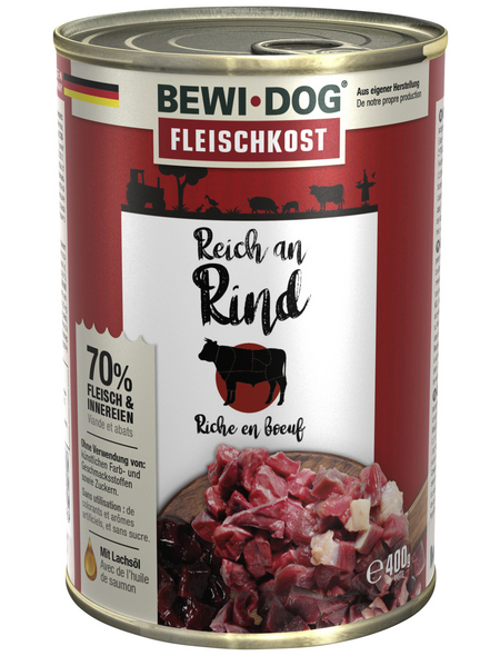 BEWI DOG® Hunde-Nassfutter, 400 g, Rind