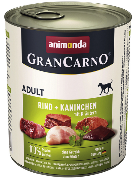 ANIMONDA Hunde-Nassfutter »GranCarno«, Rind/Kaninchen/Kräuter, 800 g