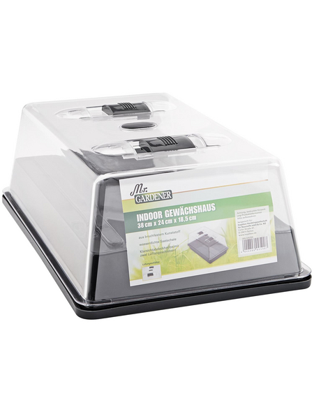 MR. GARDENER Indoor-Gewächshaus, BxL: 24 x 38cm, Kunststoff, anthrazit