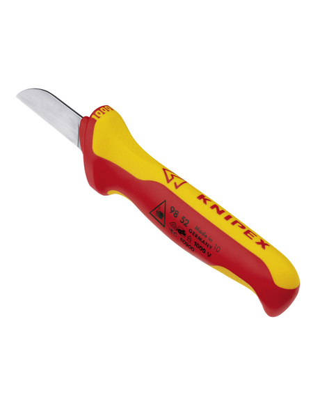 KNIPEX Kabelmesser, Werkzeugstahl (WS), rot/gelb