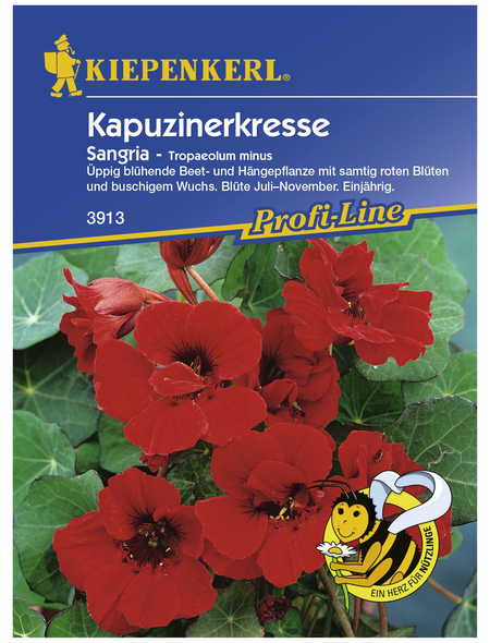 KIEPENKERL Kapuzinerkresse, Tropaeolum minus, Samen, Blüte: rot