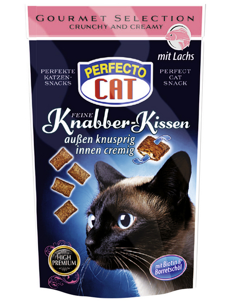 PERFECTO CAT Katzensnack »Knabber Kissen«, 50 g, Lachs