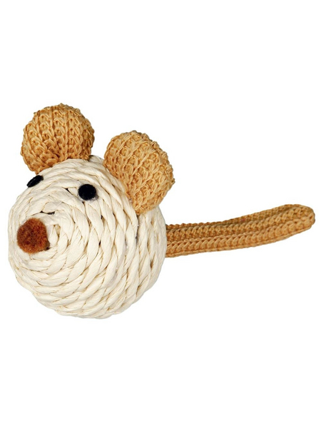 TRIXIE Katzenspielzeug, Maus, beige, mit Rassel und Seil