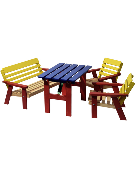 DOBAR Kindersitzgarnitur, 4 Sitzplätze, gelb/blau/rot