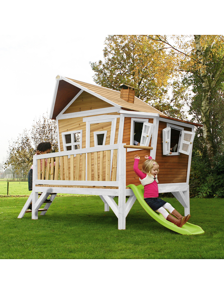 AXI Kinderspielhaus »Emma«, BxHxT: 349 x 227 x 193 cm, Holz, braun/weiß/lindgrün AXI Kinderspielhaus »Emma«, BxHxT: 349 x 227 x 193 cm, Holz, braun/weiß/lindgrün