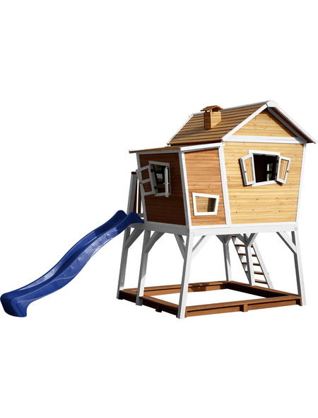 AXI Kinderspielhaus »Max«, BxHxT: 432 x 288 x 193 cm, Holz, braun/weiß/blau