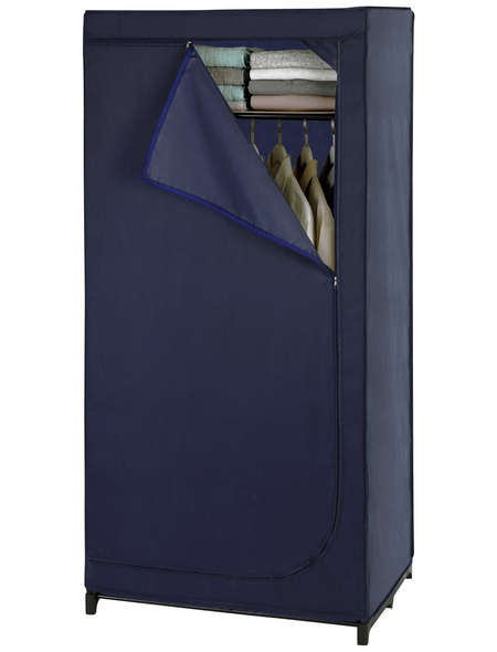 WENKO Kleiderschrank, BxHxL: 75 x 160 x 50 cm, Polyester/Stahl, dunkelblau