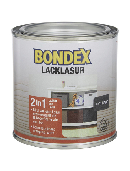 BONDEX Lack-Lasur, für innen, 0,375 l, anthrazit, seidenglänzend