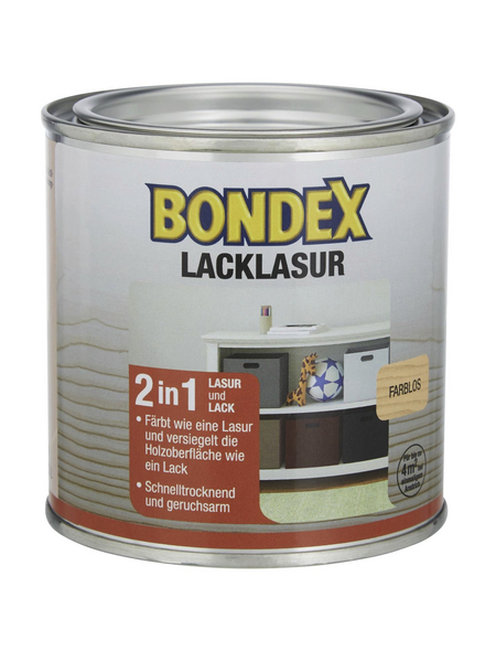 BONDEX Lack-Lasur, für innen, 0,375 l, farblos, seidenglänzend