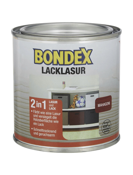 BONDEX Lack-Lasur, für innen, 0,375 l, Mahagoni, seidenglänzend