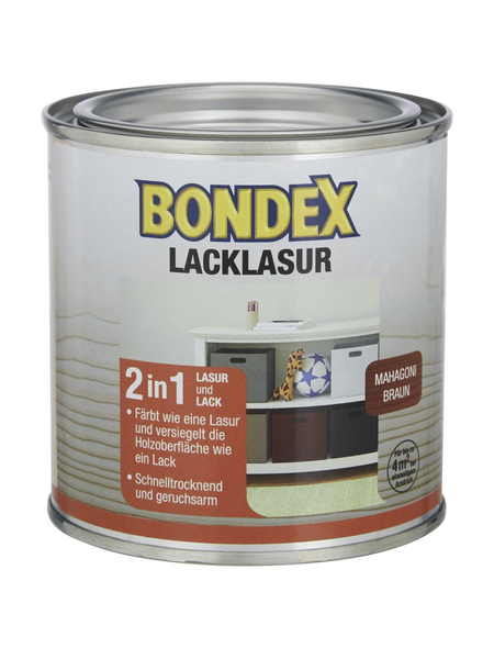 BONDEX Lack-Lasur, für innen, 0,375 l, Mahagonibraun, seidenglänzend