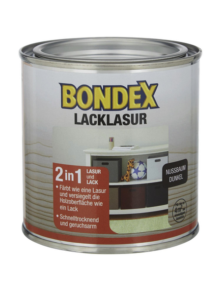 BONDEX Lack-Lasur, für innen, 0,375 l, Nussbaum dunkel, seidenglänzend