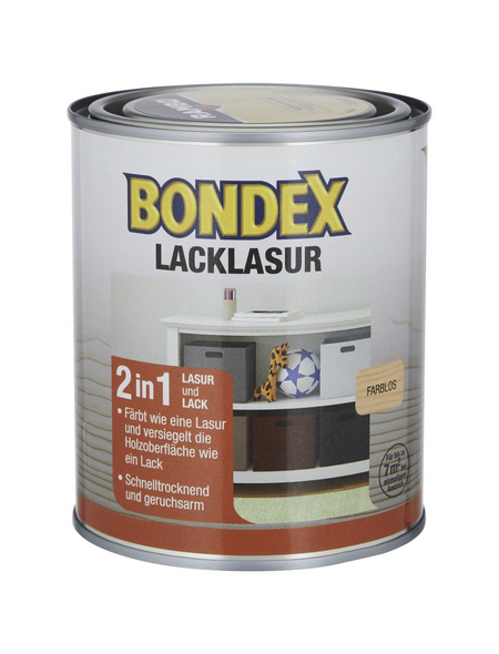 BONDEX Lack-Lasur, für innen, 0,75 l, farblos, seidenglänzend