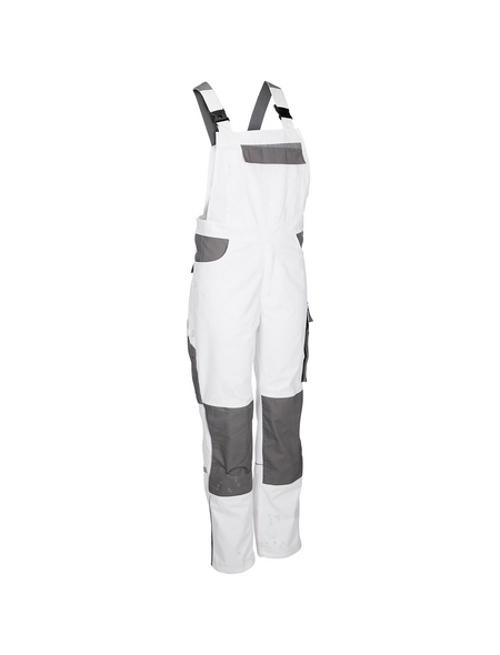 SAFETY AND MORE Latzhose EXTREME Polyester/Baumwolle weiß/grau Gr. L SAFETY AND MORE Latzhose EXTREME Polyester/Baumwolle weiß/grau Gr. L
