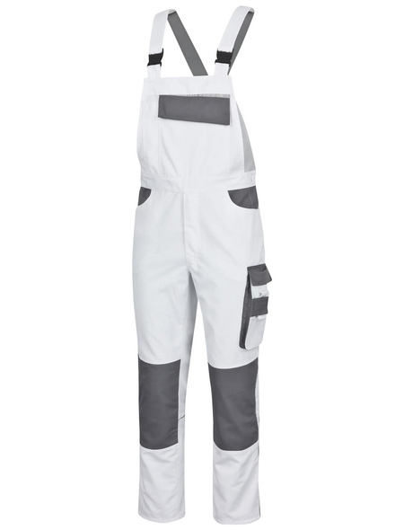 SAFETY AND MORE Latzhose EXTREME Polyester/Baumwolle weiß/grau Gr. XL SAFETY AND MORE Latzhose EXTREME Polyester/Baumwolle weiß/grau Gr. XL