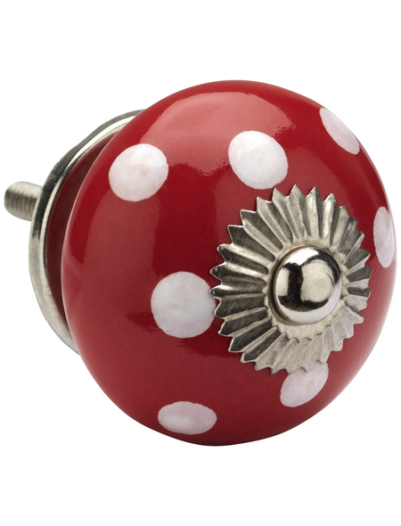 HETTICH Möbelknopf, Ø 40 x 36 mm, rot, Keramik/Stahl/Zinkdruckguss