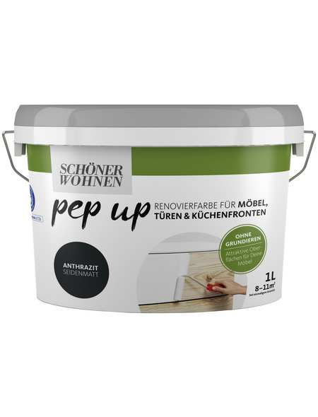 Schoner Wohnen Renovierfarbe Pep Up Fur Mobel Turen Und Kuchenfronten Grau Seidenmatt Hagebau De