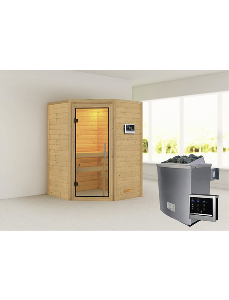 WOODFEELING Sauna »Franka«, inkl. 9 kW Saunaofen mit externer Steuerung für 3 Personen WOODFEELING Sauna »Franka«, inkl. 9 kW Saunaofen mit externer Steuerung für 3 Personen