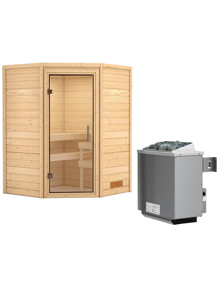 WOODFEELING Sauna »Franka«, inkl. 9 kW Saunaofen mit integrierter Steuerung für 3 Personen WOODFEELING Sauna »Franka«, inkl. 9 kW Saunaofen mit integrierter Steuerung für 3 Personen
