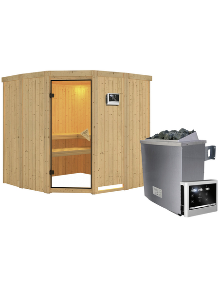 KARIBU Sauna »Keila 1«, inkl. 9 kW Saunaofen mit externer Steuerung für 4 Personen KARIBU Sauna »Keila 1«, inkl. 9 kW Saunaofen mit externer Steuerung für 4 Personen