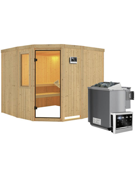 KARIBU Sauna »Keila 3«, inkl. 9 kW Bio-Kombi-Saunaofen mit externer Steuerung für 4 Personen KARIBU Sauna »Keila 3«, inkl. 9 kW Bio-Kombi-Saunaofen mit externer Steuerung für 4 Personen