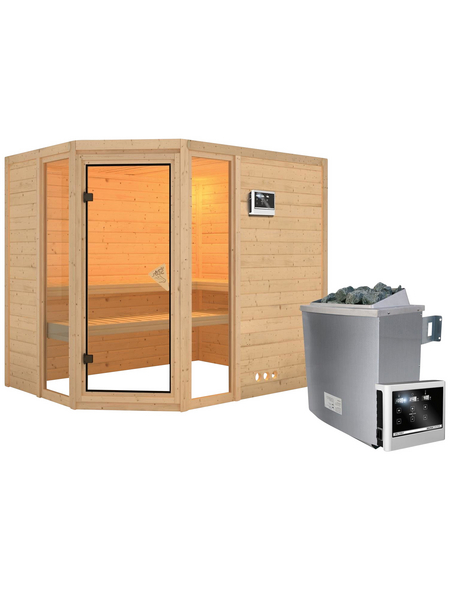 KARIBU Sauna »Kohila 3«, BxTxH: 236 x 184 x 184 cm, 9 kw, Saunaofen, ext. Steuerung KARIBU Sauna »Kohila 3«, BxTxH: 236 x 184 x 184 cm, 9 kw, Saunaofen, ext. Steuerung