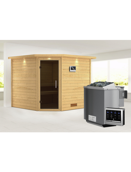 WOODFEELING Sauna »Leona«, BxTxH: 259 x 245 x 245 cm, 9 kw, Bio-Kombi-Saunaofen, ext. Steuerung WOODFEELING Sauna »Leona«, BxTxH: 259 x 245 x 245 cm, 9 kw, Bio-Kombi-Saunaofen, ext. Steuerung