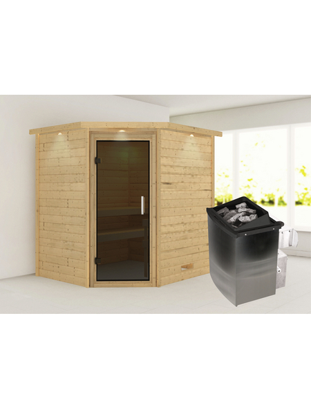 WOODFEELING Sauna »Mia«, inkl. 9 kW Saunaofen mit integrierter Steuerung, für 3 Personen