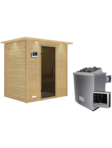 WOODFEELING Sauna »Sonja«, inkl. 9 kW Saunaofen mit externer Steuerung für 3 Personen WOODFEELING Sauna »Sonja«, inkl. 9 kW Saunaofen mit externer Steuerung für 3 Personen