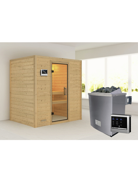 WOODFEELING Sauna »Sonja«, inkl. 9 kW Saunaofen mit externer Steuerung für 3 Personen WOODFEELING Sauna »Sonja«, inkl. 9 kW Saunaofen mit externer Steuerung für 3 Personen