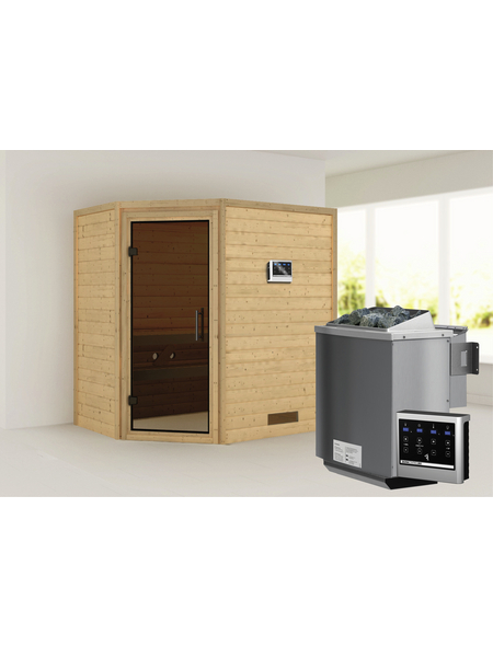 WOODFEELING Sauna »Svea«, inkl. 9 kW Bio-Kombi-Saunaofen mit externer Steuerung für 3 Personen WOODFEELING Sauna »Svea«, inkl. 9 kW Bio-Kombi-Saunaofen mit externer Steuerung für 3 Personen