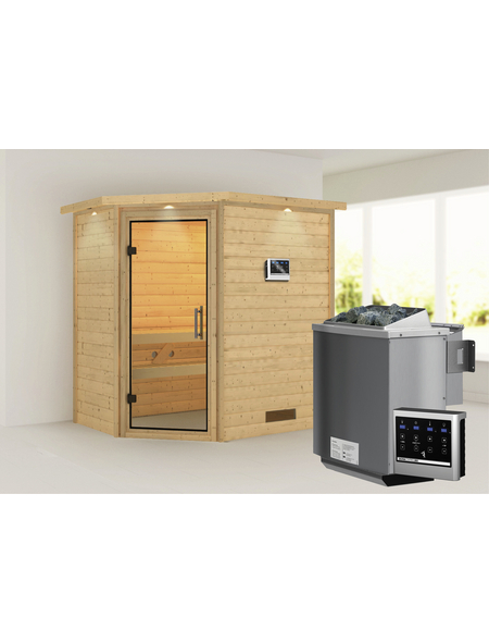 WOODFEELING Sauna »Svea«, inkl. 9 kW Bio-Kombi-Saunaofen mit externer Steuerung für 3 Personen WOODFEELING Sauna »Svea«, inkl. 9 kW Bio-Kombi-Saunaofen mit externer Steuerung für 3 Personen